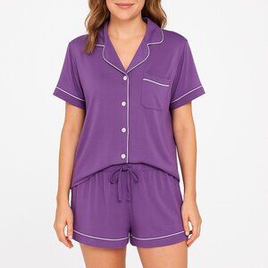Discount Divas Women's Dark Purple PJ Set Top Shorts Pajamas Size XL NEW